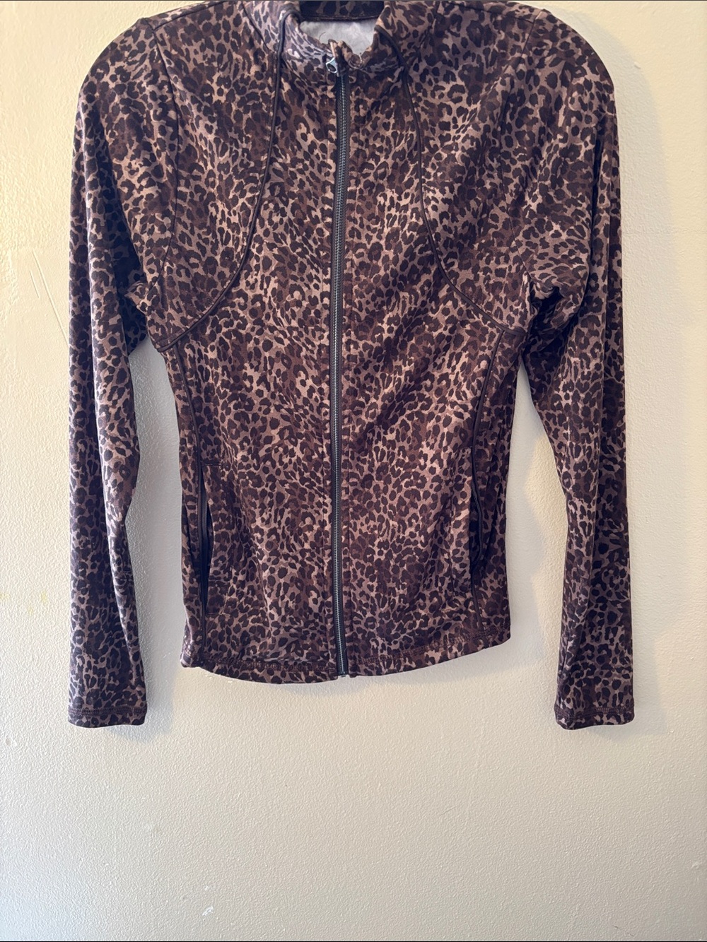 Leopard Print Zip-Up Jacket - Brown